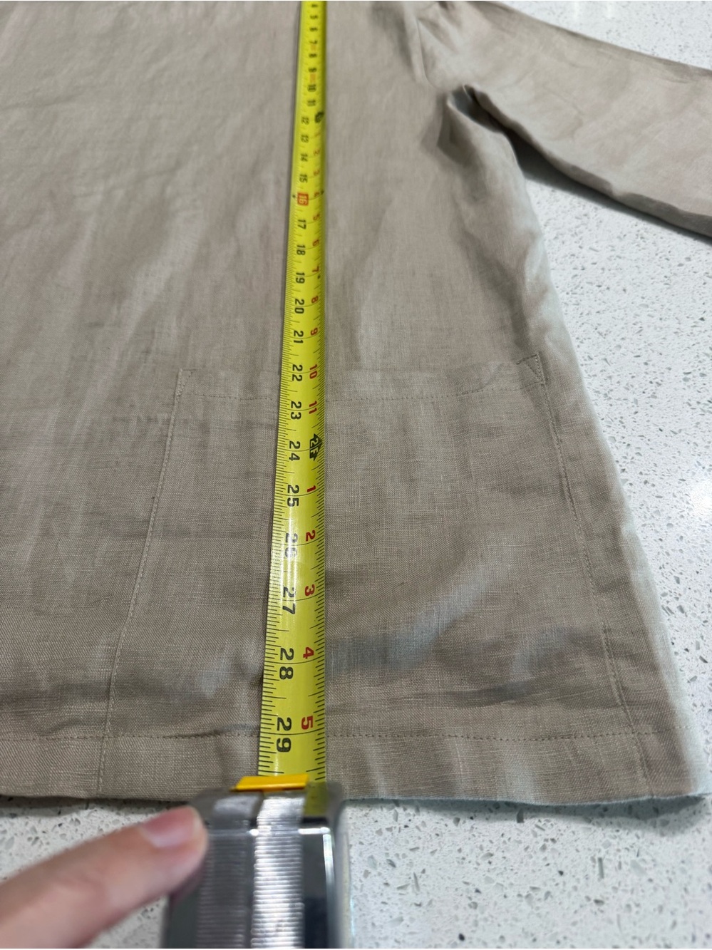 Lintico 100% Linen Relaxed Linen Pocket Tunic Top - Taupe Size L - Picture 13 of 16